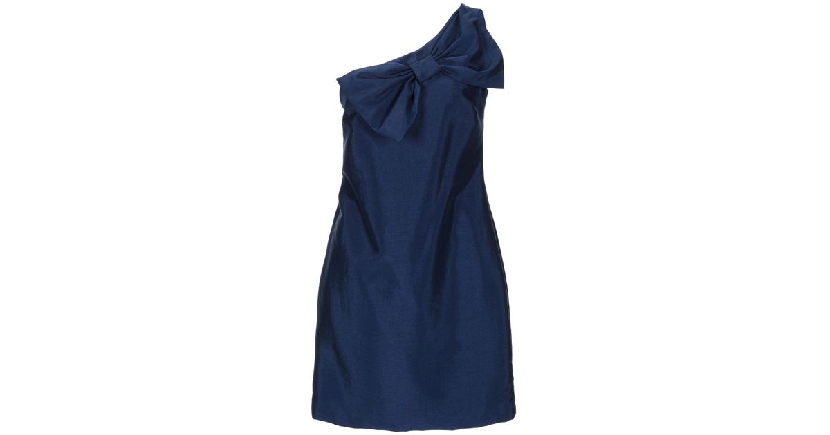 ..,merci Silk Short Dress in Dark Blue (Blue) - Lyst