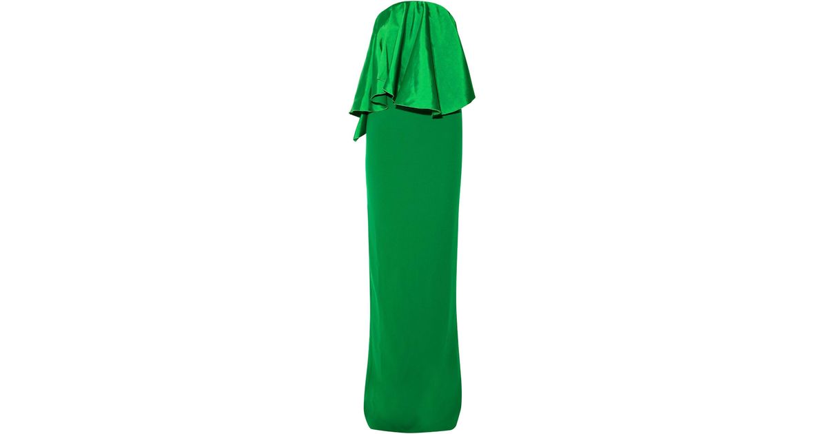 Solace London Satin Long Dress in Green - Lyst