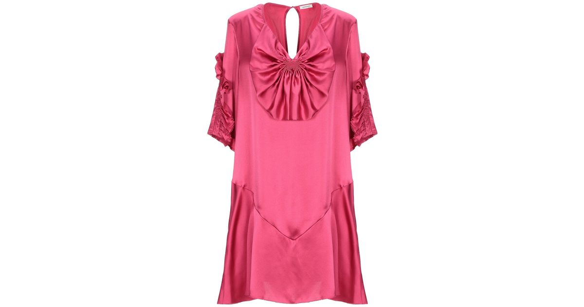 Manoush Satin Short Dress in Fuchsia (Pink) - Lyst