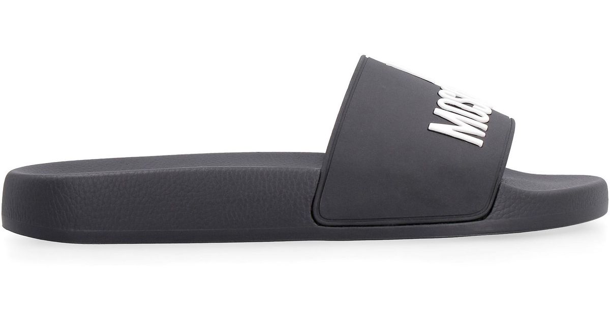 Love Moschino Rubber Slides in Black - Lyst