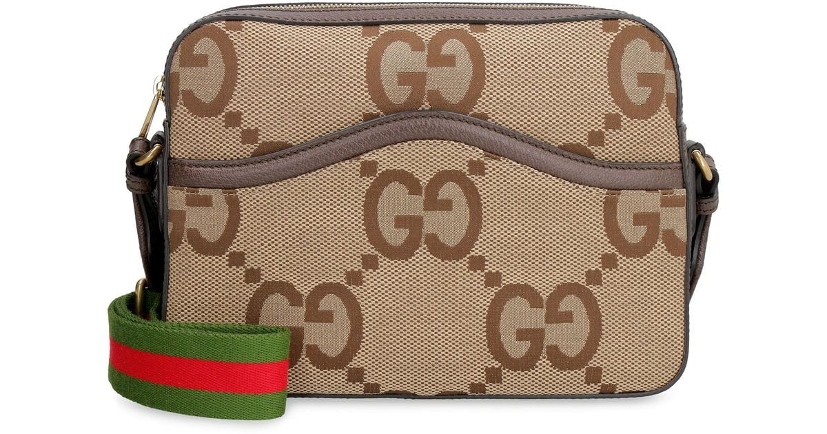 Gucci Leather Jumbo GG Fabric Messenger Bag for Men - Lyst