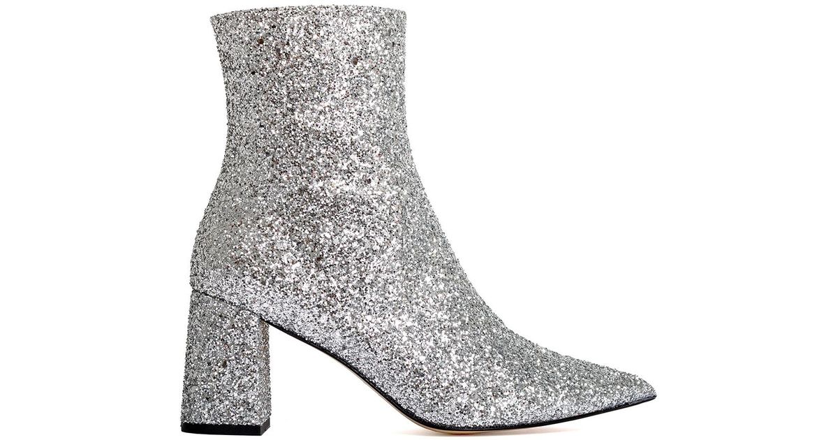 silver glitter boot