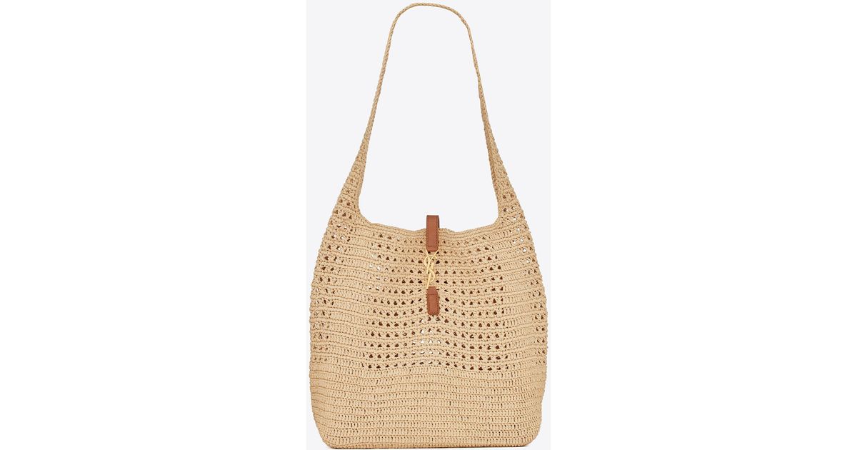 Saint Laurent Hobo Raffia Bag In Crochet And Smooth Leather Lyst