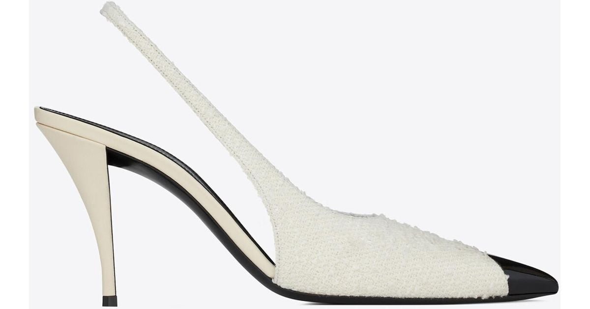 Saint Laurent Vesper Slingback Pumps In Bouclé Tweed Lyst