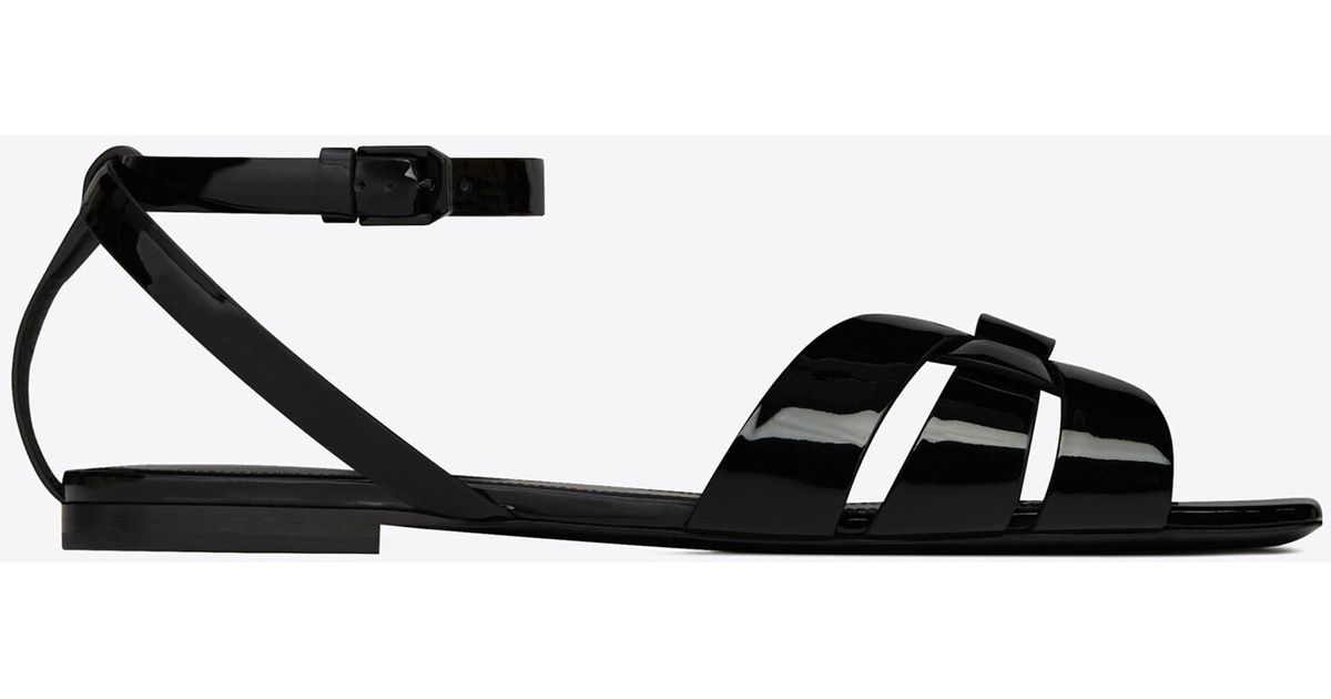 saint laurent tribute flat sandals with ankle strap