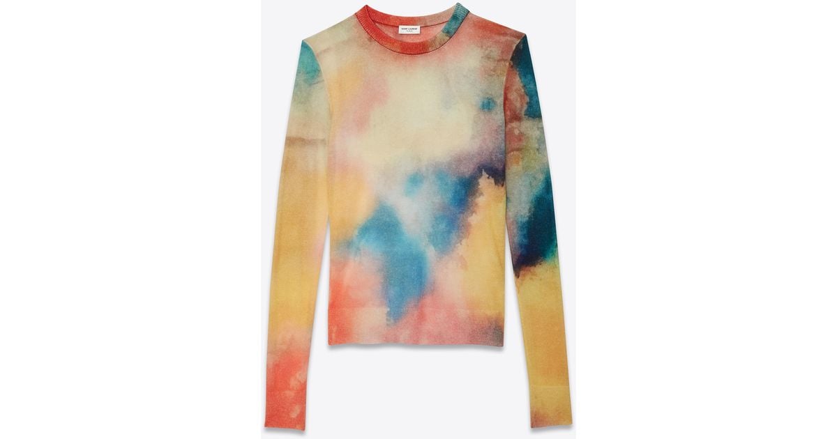 Saint Laurent Synthetic Knit Sweater With An All-over Watercolor 