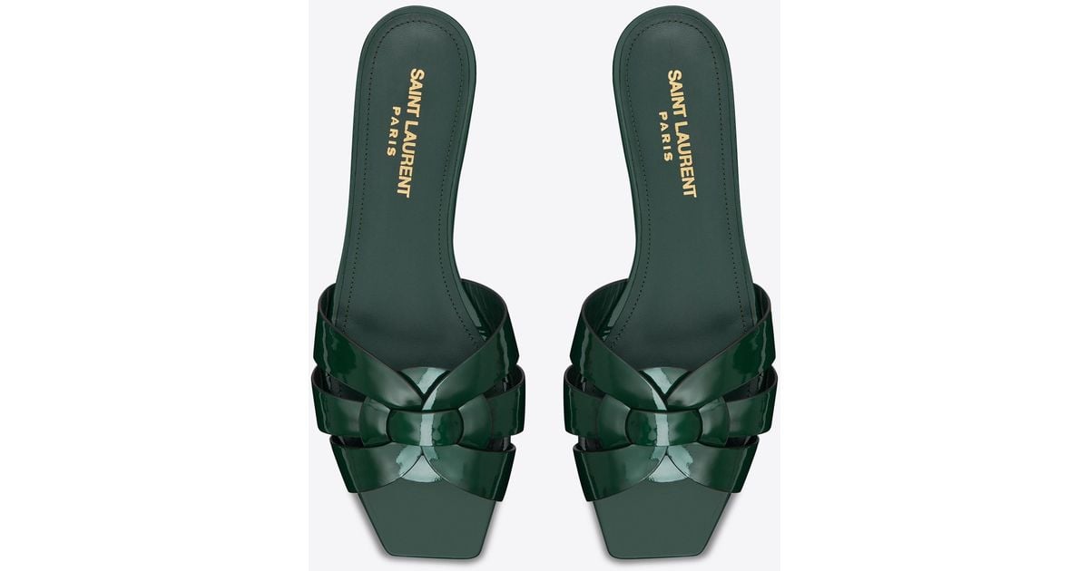 Saint Laurent Tribute Mules In Patent Leather in Green Lyst UK