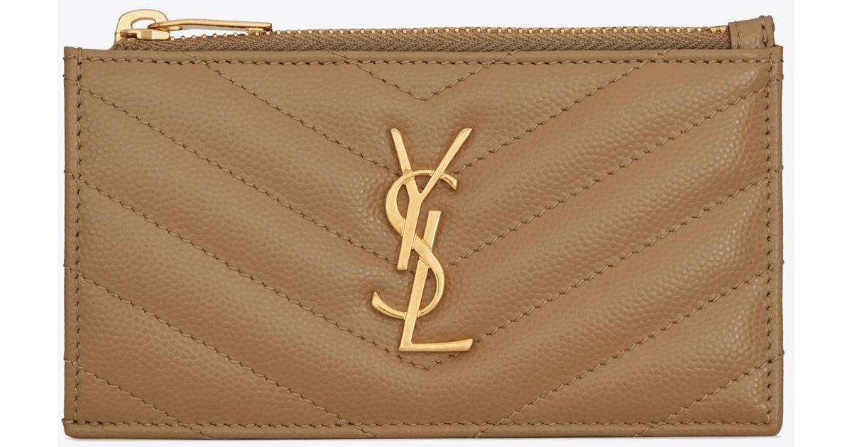 saint laurent pebbled leather zip card case