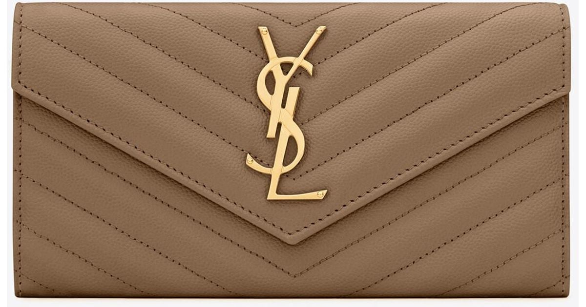 Saint Laurent Cassandre Matelassé Large Flap Wallet In Grain De Poudre