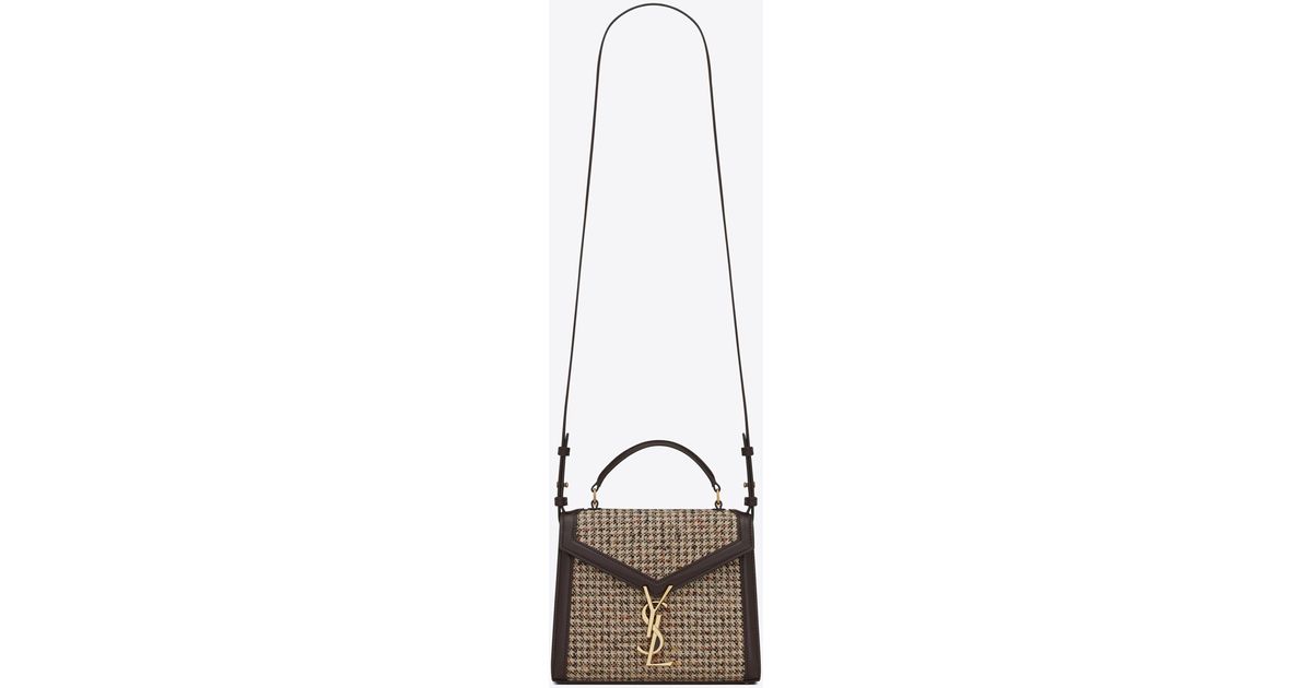 Saint Laurent Cassandra Mini Top Handle Bag In Tweed Pied De Poule in