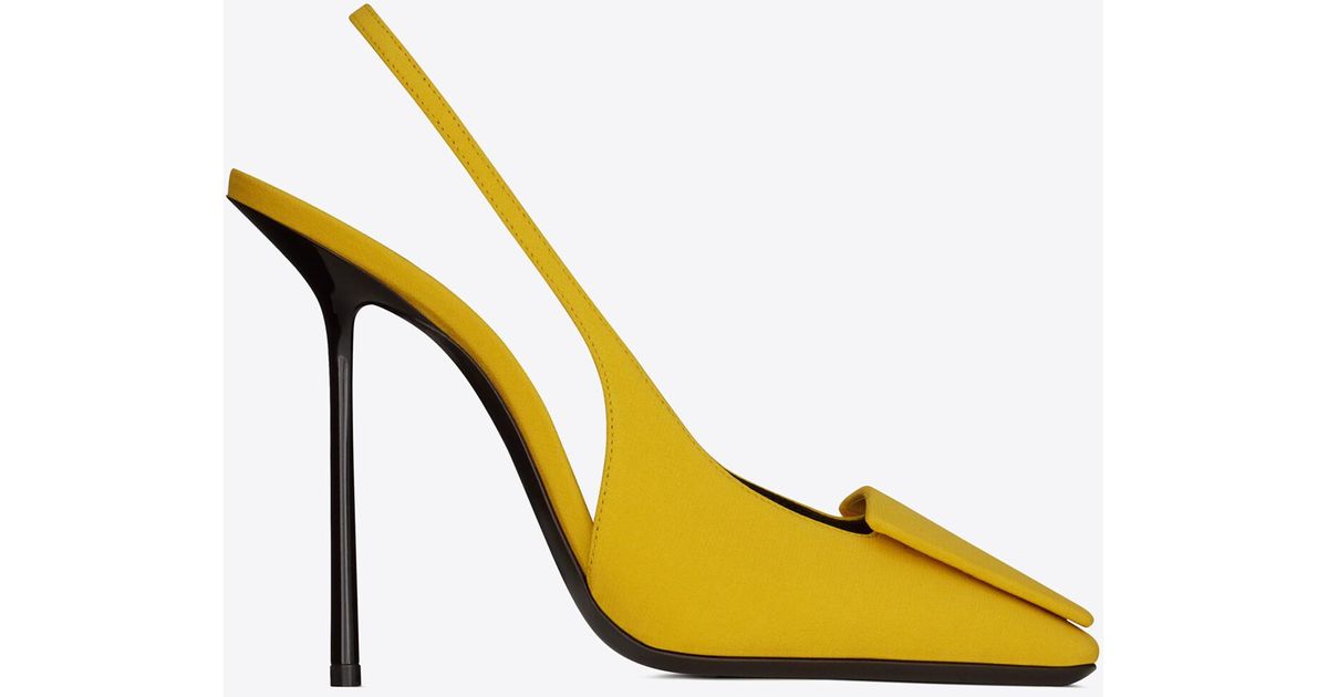 Saint Laurent Maxine Slingback Pumps In Crepe De Chine in Yellow