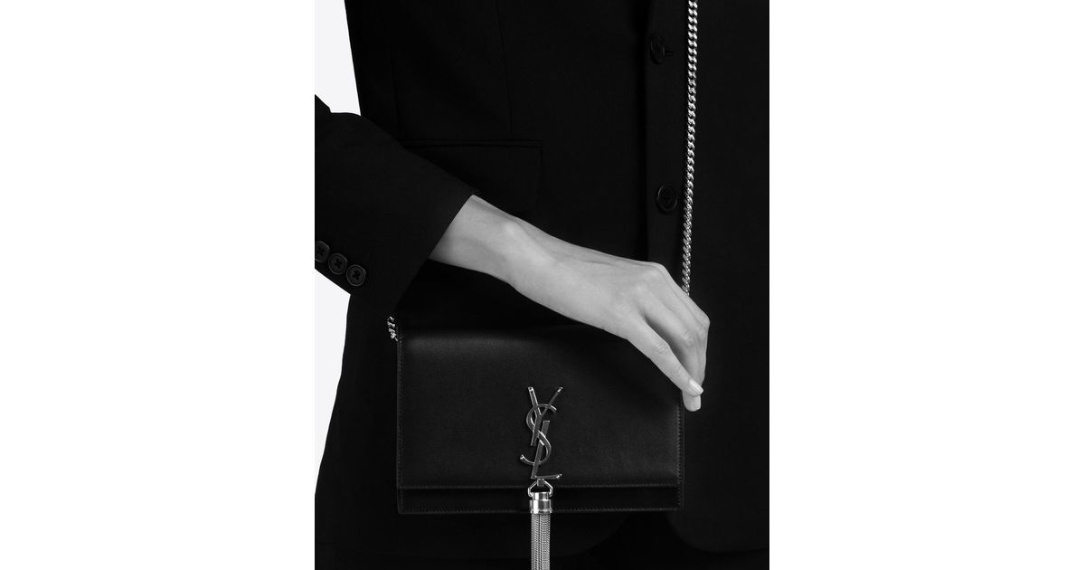 kate chain wallet with tassel in smooth leather