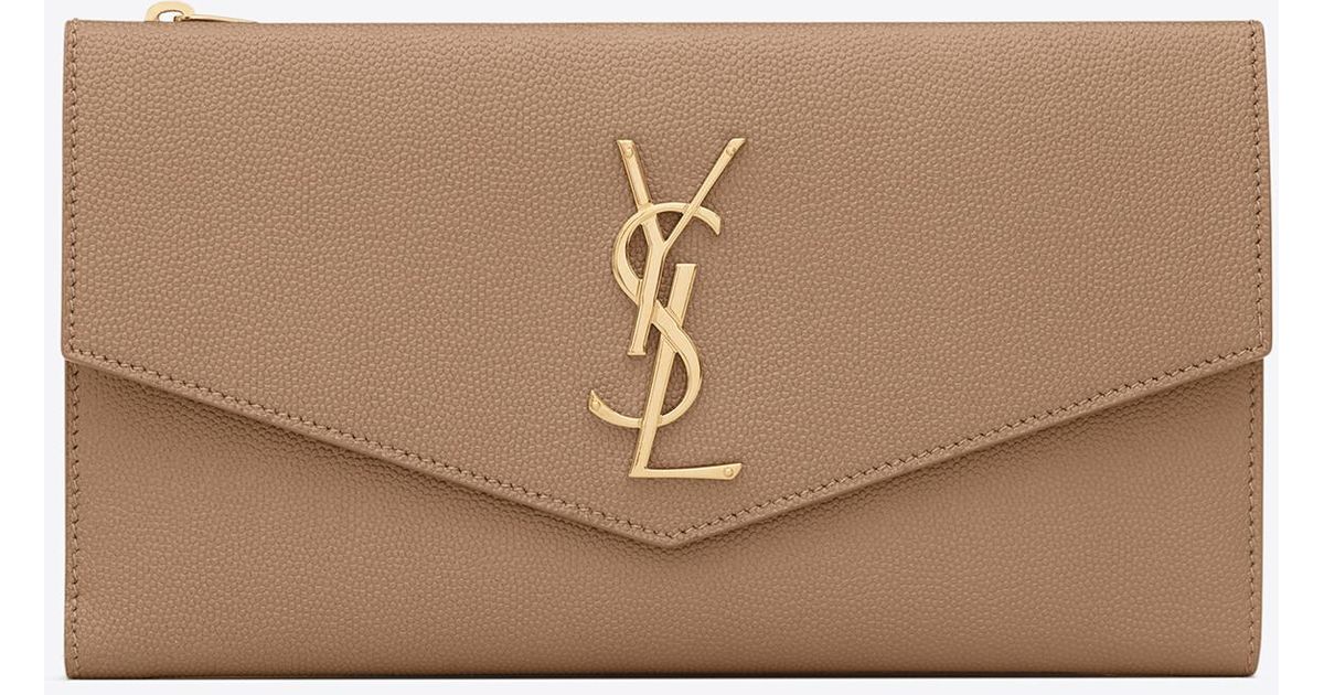 UPTOWN LARGE FLAP WALLET IN GRAIN DE POUDRE EMBOSSED LEATHER, Saint  Laurent