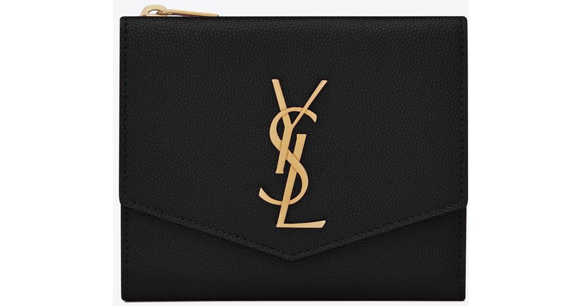 Saint Laurent Uptown Compact Wallet In Grain De Poudre Embossed Leather