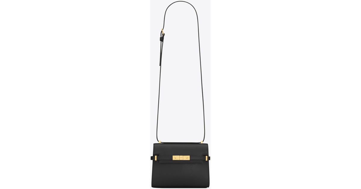 Saint Laurent Manhattan Mini Crossbody Bag In Box Leather in White for