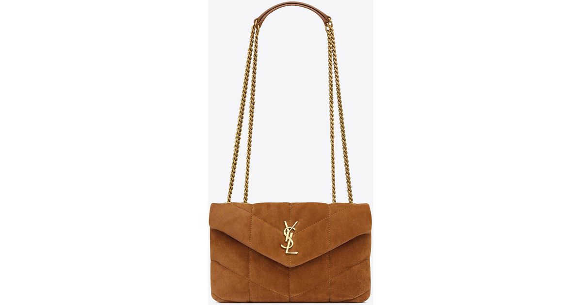 Saint Laurent Puffer Toy Bag In Quilted Suede in White Lyst