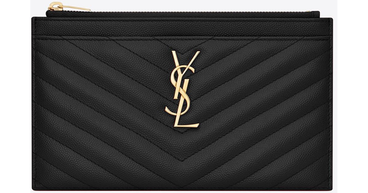 CASSANDRE MATELASSÉ Large zipped pouch in grain de poudre embossed leather, Saint Laurent