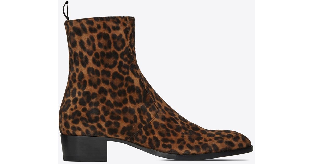 Saint Laurent Wyatt Leopard Print Boots in Brown for Men | Lyst display picture 3