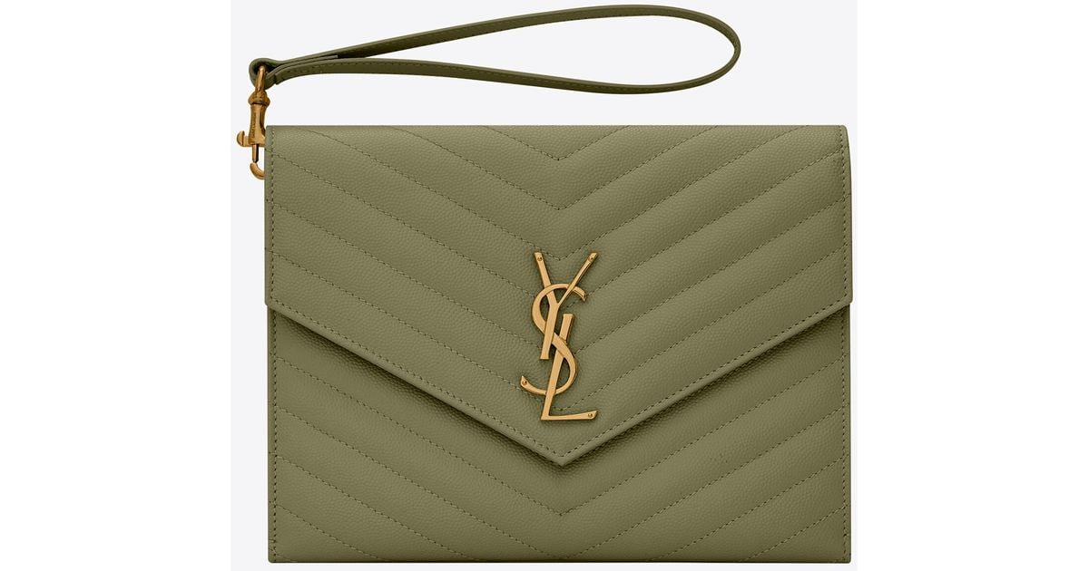 CASSANDRE MATELASSÉ small zipped pouch in grain de poudre embossed leather, Saint Laurent