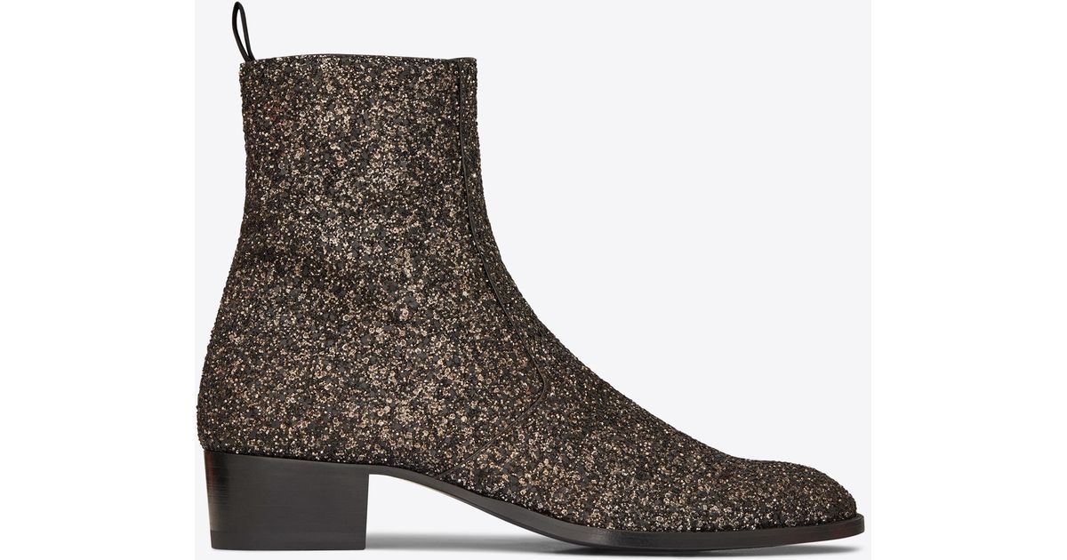 saint laurent glitter boots mens