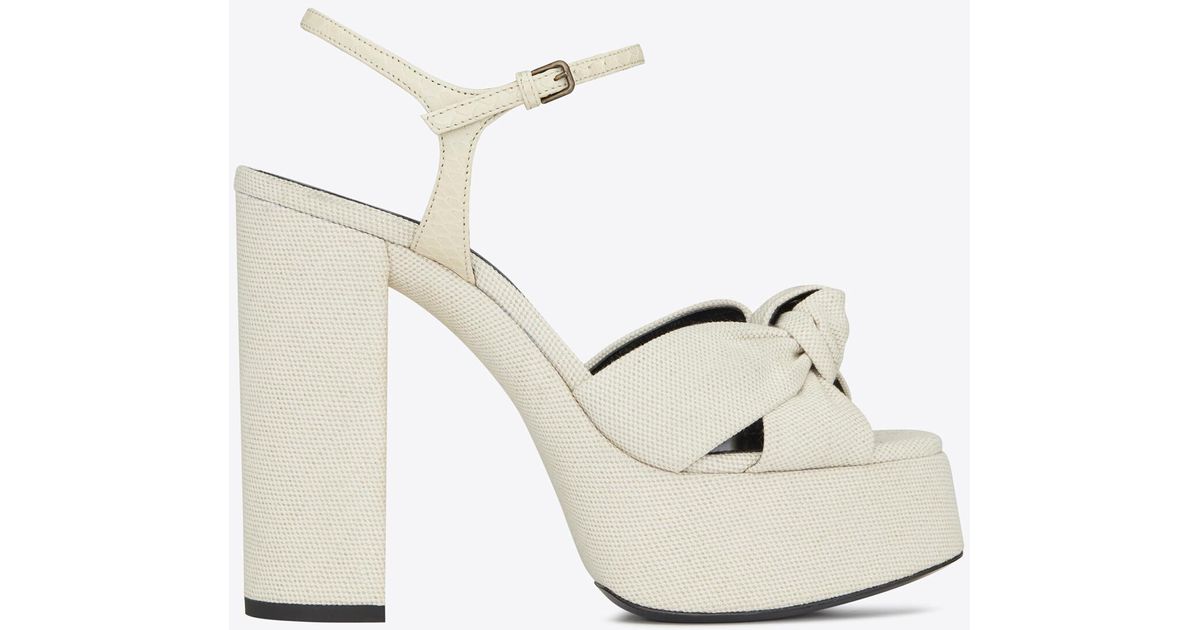 Saint Laurent Bianca Sandals In Lacquered Ayers And Canvas | Lyst Australia