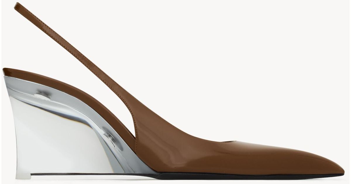 サンダル・ミュール SAINT LAURENT MILLER WEDGES MILLER wedges in glazed leather | Saint Laurent | YSL CA