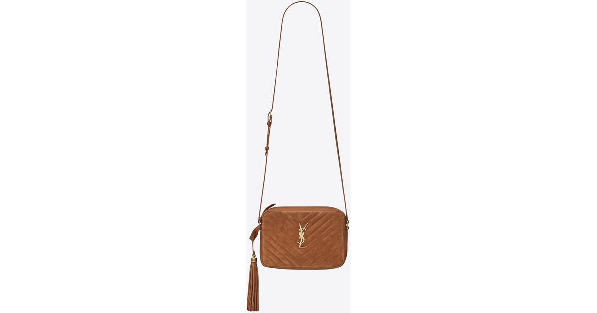 Saint Laurent Lou Medium Ysllogo Quiltedsuede Crossbody Bag in Cinnamon (Brown) Save 16 Lyst