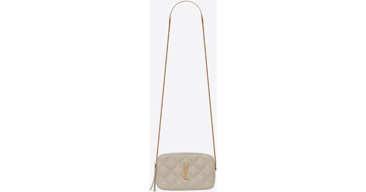 Saint Laurent BECKY Tasche mit doppeltem Reißverschluss aus gestepptem  Lammleder in Weiß | Lyst DE