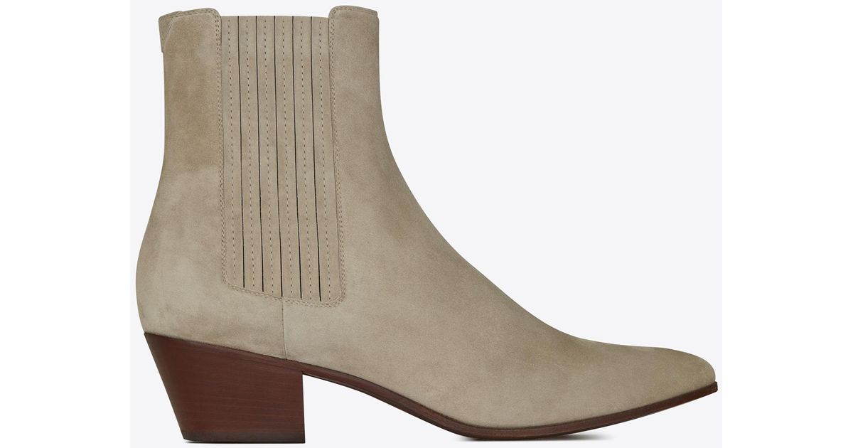 Saint Laurent Leather West Chelsea Boots in Light Grey ...