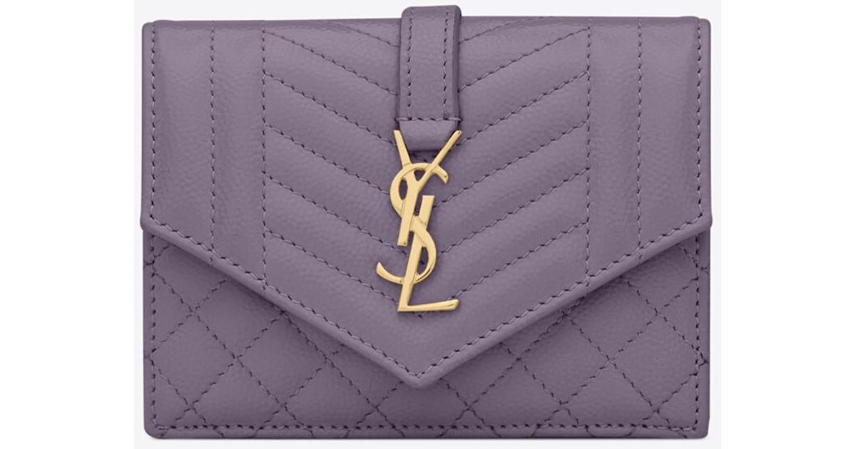 Saint Laurent Envelope Flap Card Case In Mix Matelassé Grain De Poudre