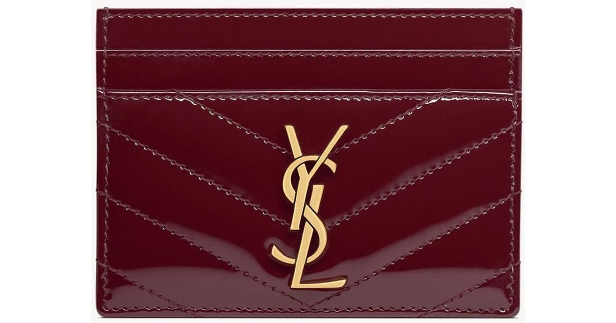 Saint Laurent Monogram Matelassé Card Holder in Red | Lyst