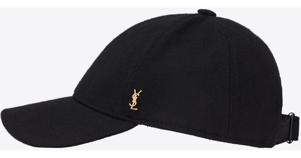 Saint Laurent Baseball Cap Ysl In Felt in Black Lyst