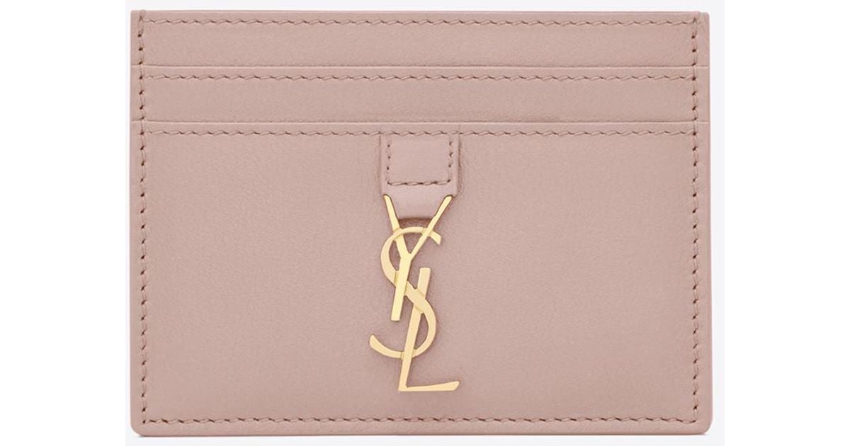 Saint Laurent Ysl Card Case In Powder Pink Leather Lyst