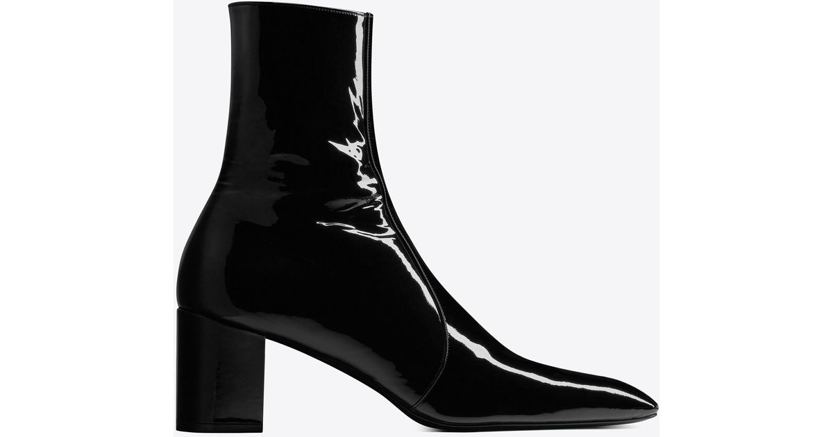 Saint Laurent Xiv Zipped Boots In Patent Leather in Black for Men | Lyst
