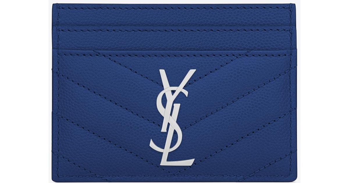 Saint Laurent Monogram Card Case in Blue