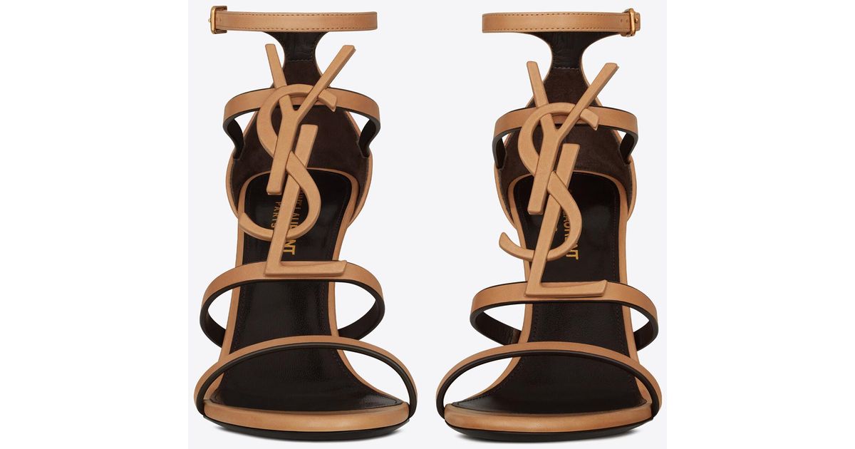 Saint Laurent Cassandra Sandals In Vegetable-tanned Leather With Brown ...