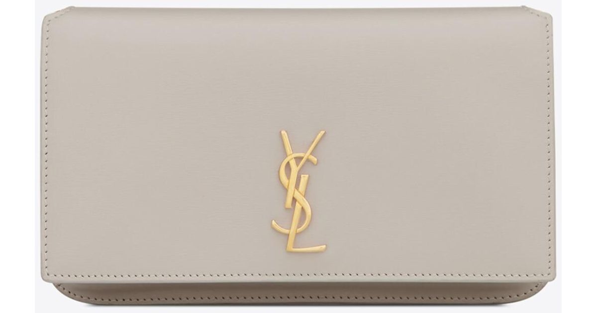 Saint Laurent Monogram Phone Holder With Strap In Smooth Leather 