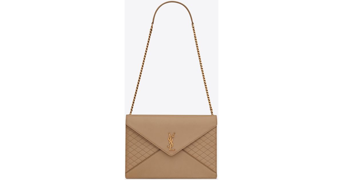 Saint Laurent Gaby Chain Bag In Quilted Lambskin in Taupe (Grey) | Lyst UK