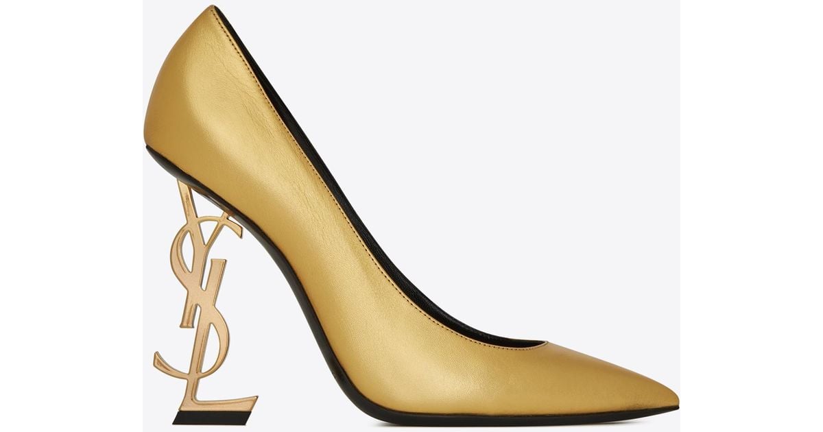 Saint Laurent Opyum Pumps With Gold-toned Heel In Smooth Leather in  Metallic | Lyst