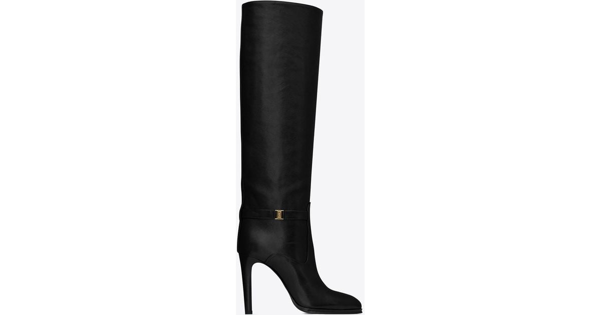 Saint Laurent Diane Boots In Grained Leather in Black | Lyst