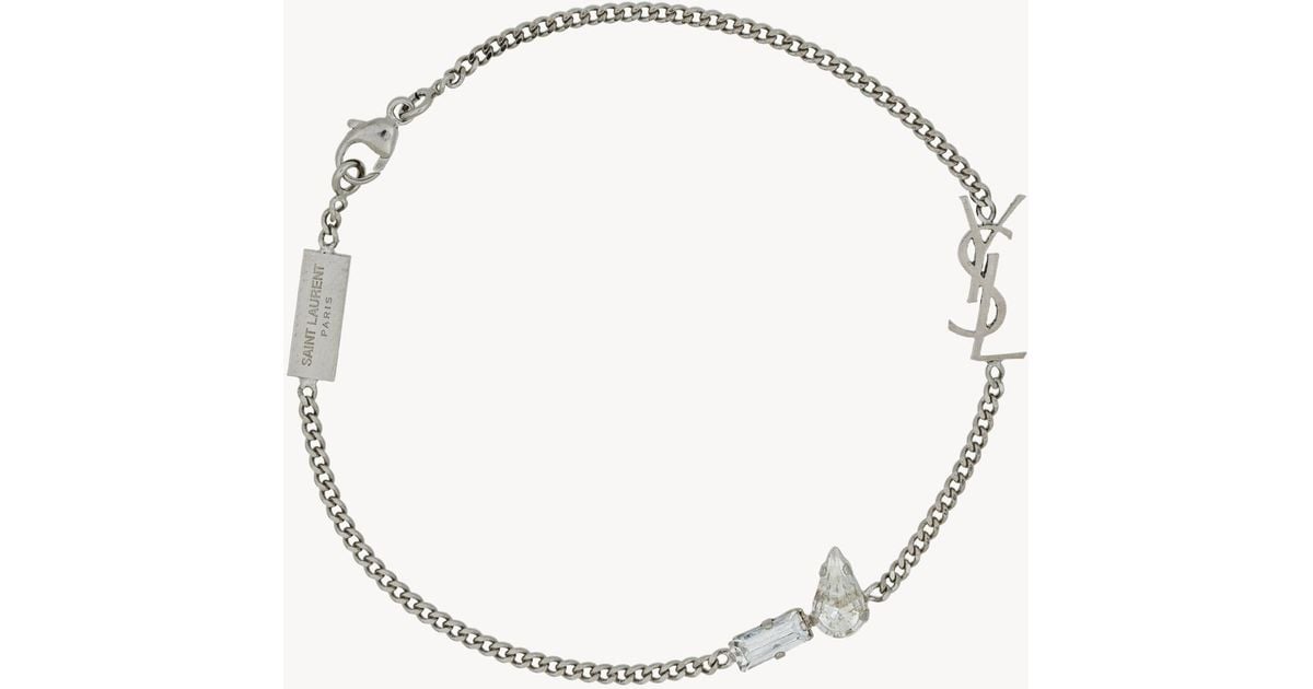 Saint Laurent Cassandre Charm Bracelet in Metallic | Lyst
