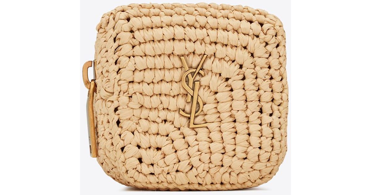 Saint Laurent Jamie Mini Cube Raffia Crossbody Bag