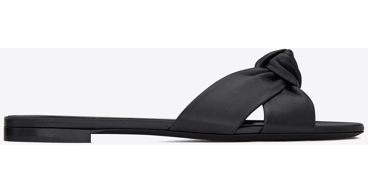 Saint Laurent Bianca Flat Mules In Smooth Leather in Black - Lyst