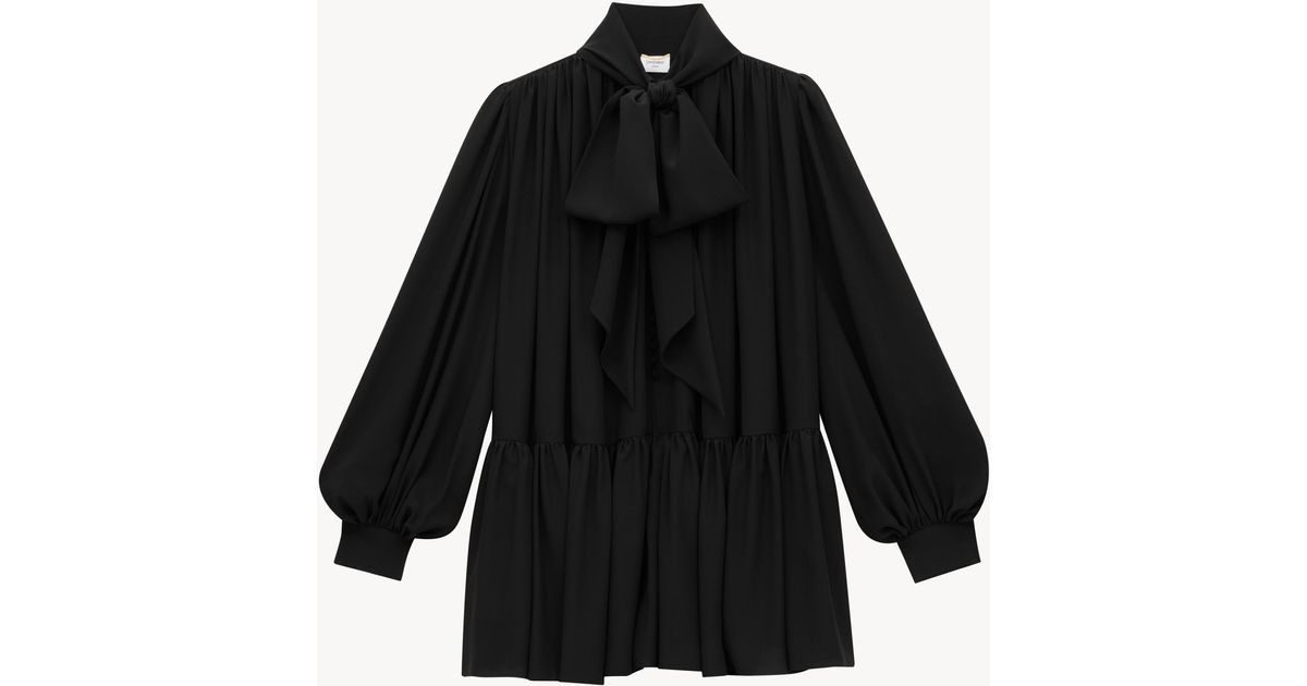 Saint Laurent Lavallière Dress in Black | Lyst
