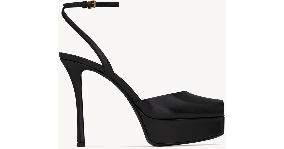 Saint Laurent 黒 スエード プラットフォームサンダル ジョディ Saint Laurent 黒 スエード プラットフォームサンダル ジョディ