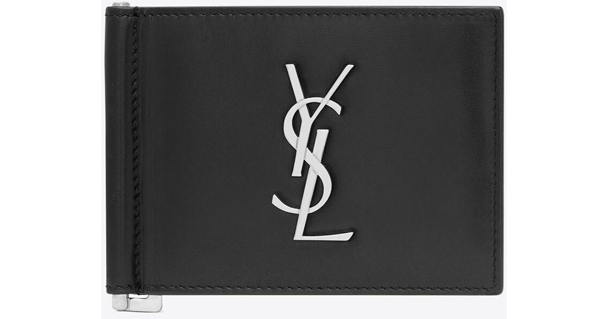 CASSANDRE SHADOW SAINT LAURENT BILL CLIP WALLET IN GRAINED LEATHER, Saint  Laurent