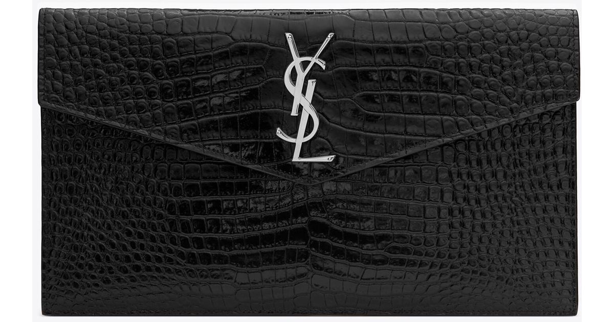 ysl uptown chain wallet crocodile