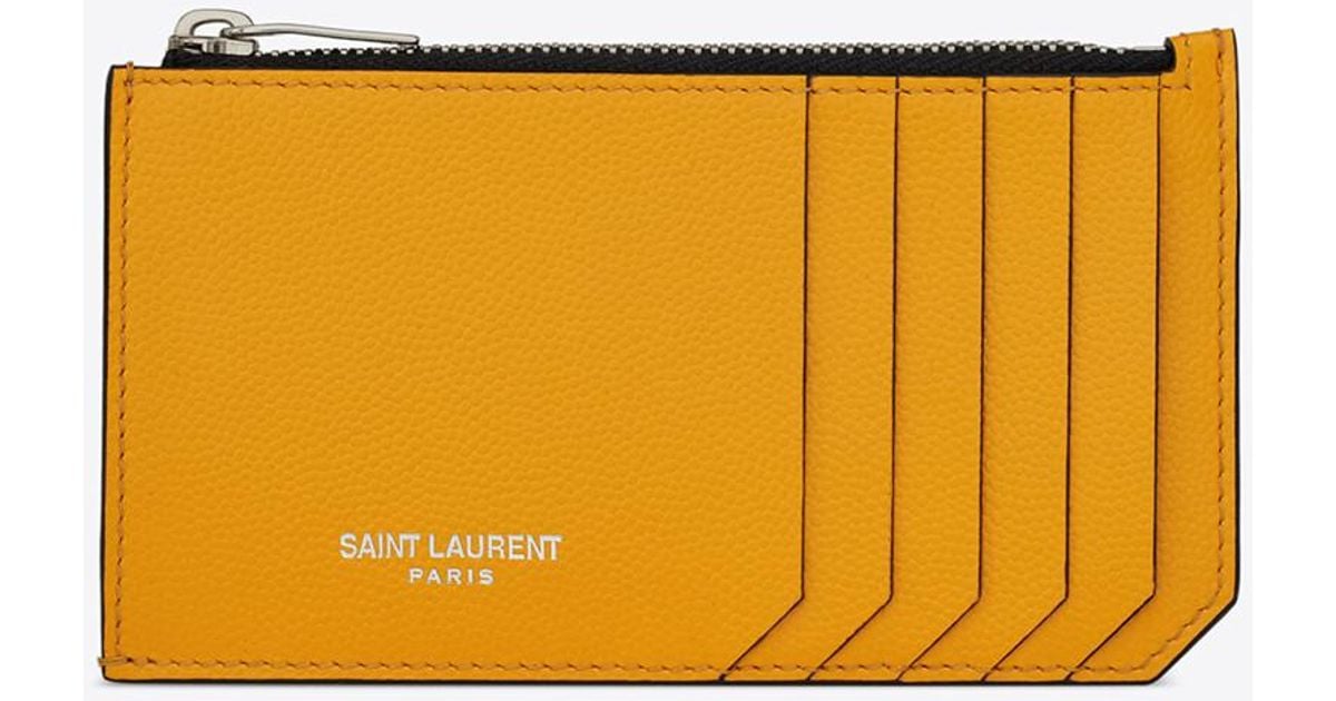 Saint Laurent Fragments Zipped Credit Card Case In Grain De Poudre Embossed Leather for Men Lyst