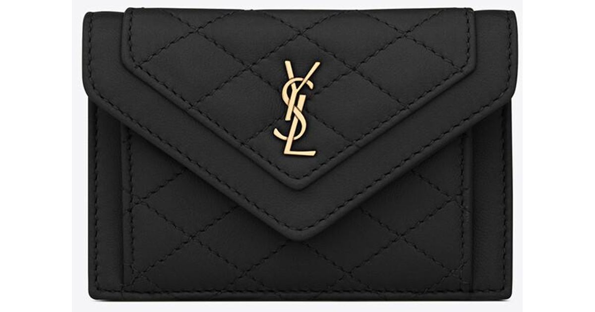 Saint Laurent キルティングラムスキン製 ギャビー フラップ式カード