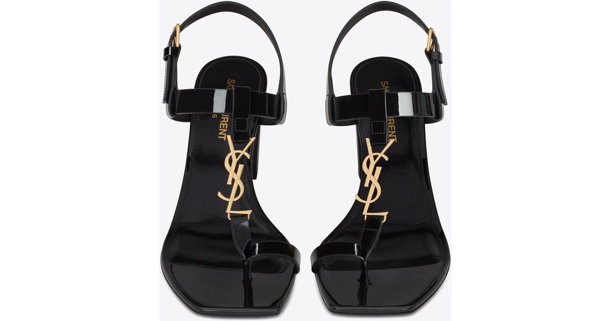 cassandra ysl monogram patent sandals